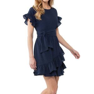 Michael Kors ruffle trim navy dress